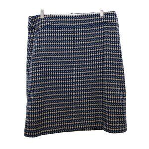 Talbots Factory Women's skirt  Blue Cream Black Houndstooth fully lined size14